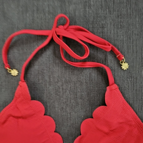 Nwt Jessica Simpson Scalloped Edge Red Bikini Top Sz Small - Picture 7 of 11